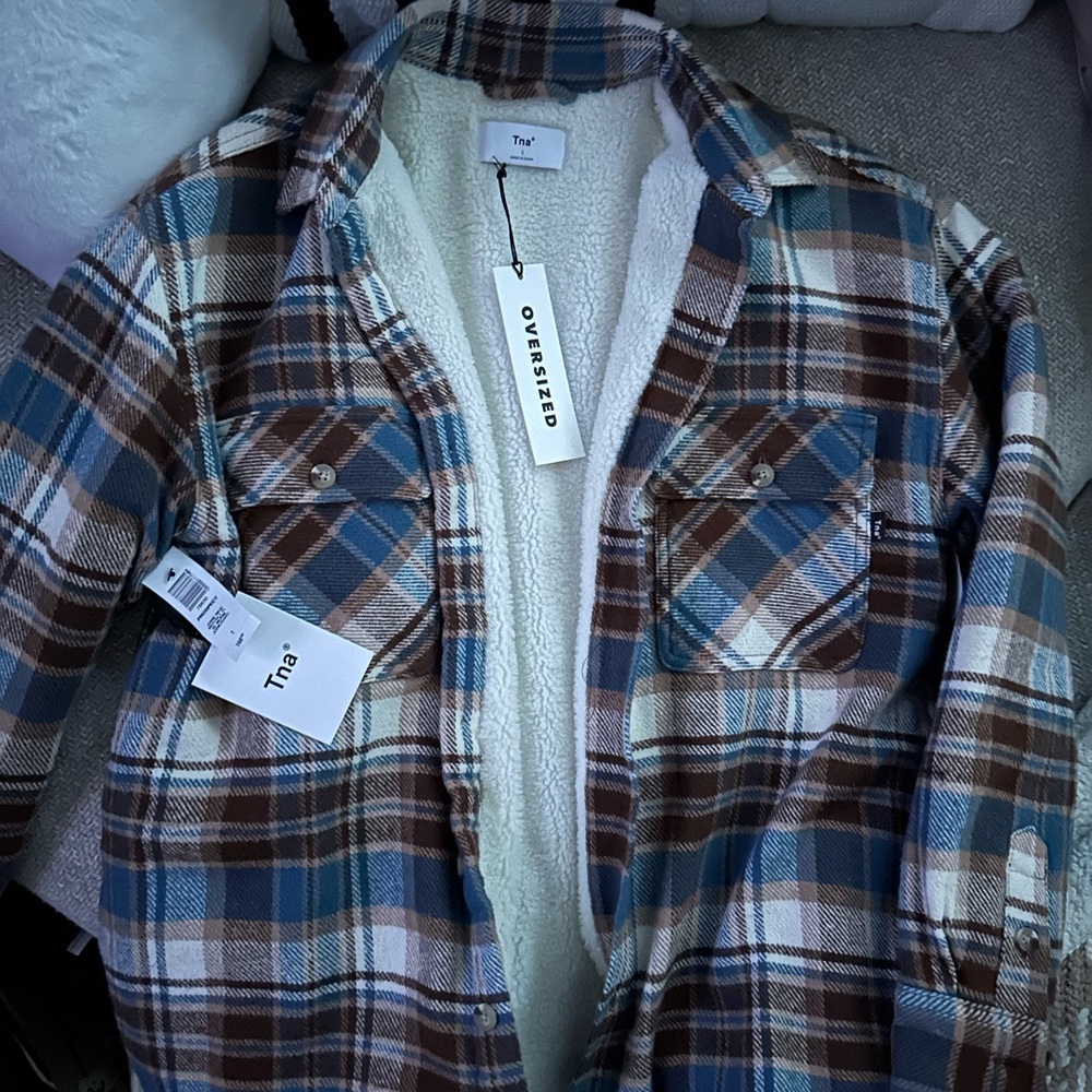 TNA Blue and Brown Plaid Jacket
